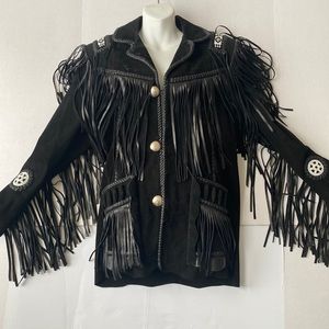 Scully Suede Leather Fringe Beaded Western Jacket Black Men’s (Unisex) 38, NWOT